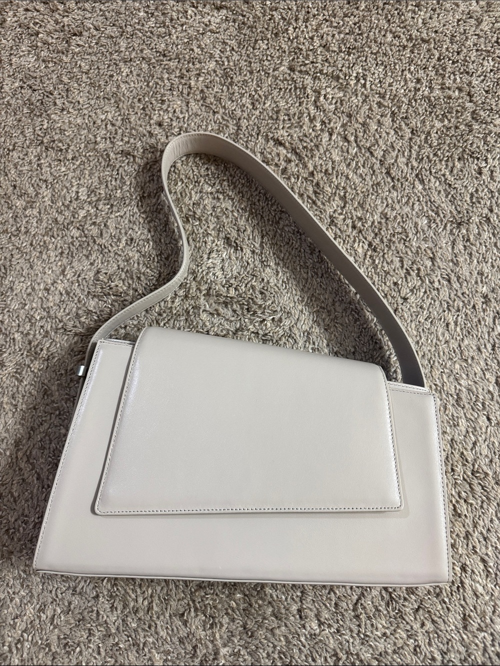 Classic Cream Shoulder Bag with Front Flap